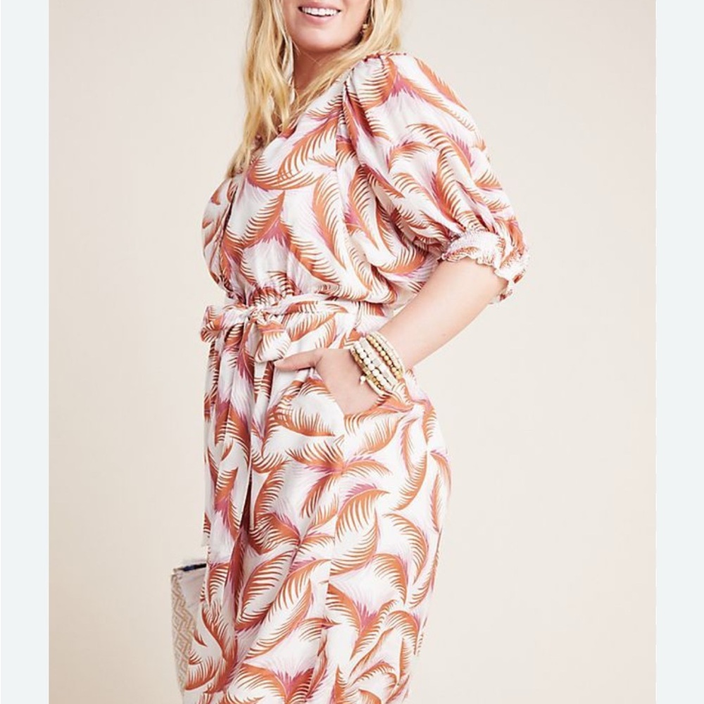 Anthropologie Midi Dress (Palm or Feather Print)